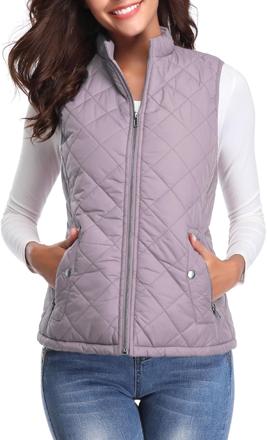 Fuinloth Women's Quilted Vest: Stylish Lightweight Zip Gilet