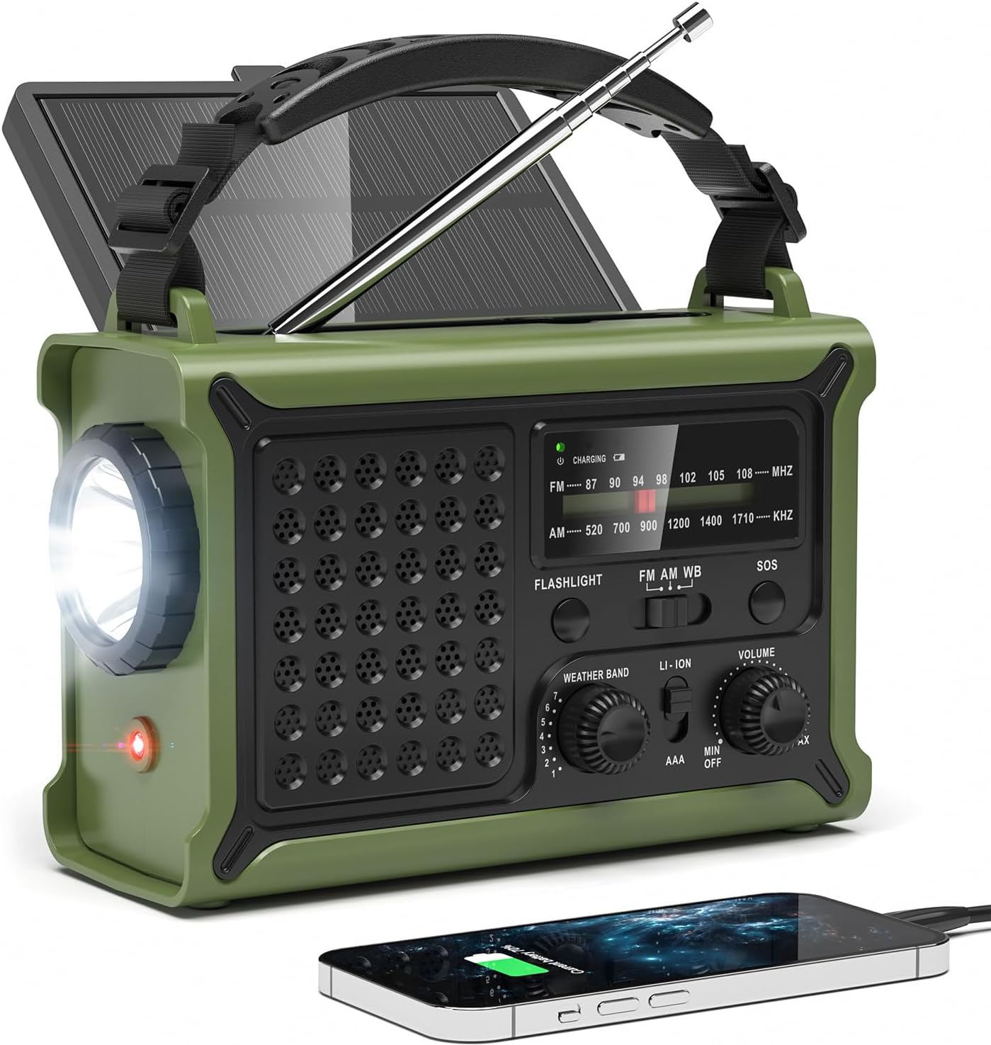 12000mAh Emergency Radio with NOAA Weather Alerts and Solar Power