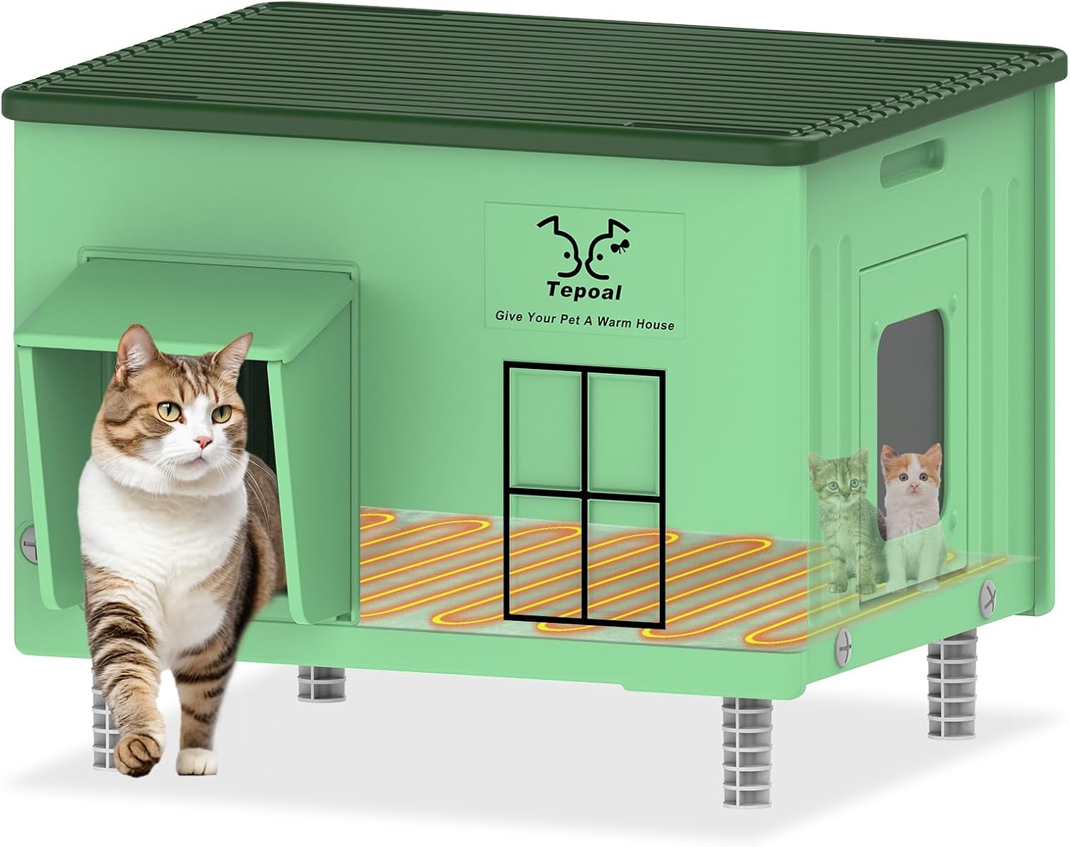 Large Heated Cat House for Outside - Weatherproof & Insulated
