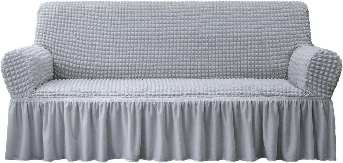 NICEEC Grey Sofa Covers for 3 Seater Couch - Durable Protector