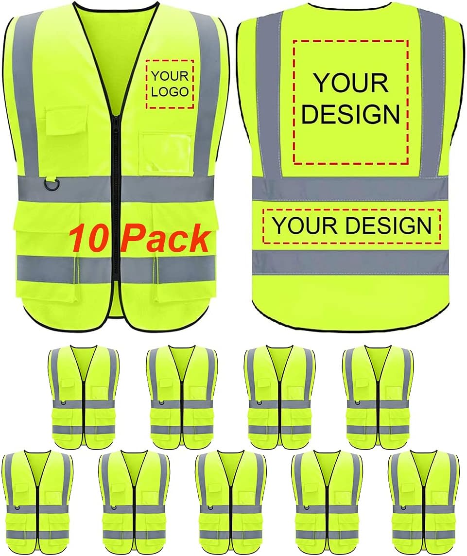 Reflective Vest Class 2 Safety Vests with Pockets and Zipper