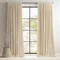 Topfinel Cream Beige Velvet Room Darkening Curtains for Home