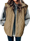 Cropped Puffer Vest Women Lightweight Quilted Stand Collar Vest Vests
