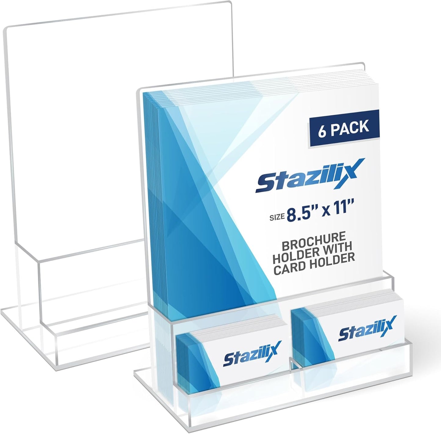 6 Pack Acrylic Brochure Holder 8.5x11 for Professional Displays