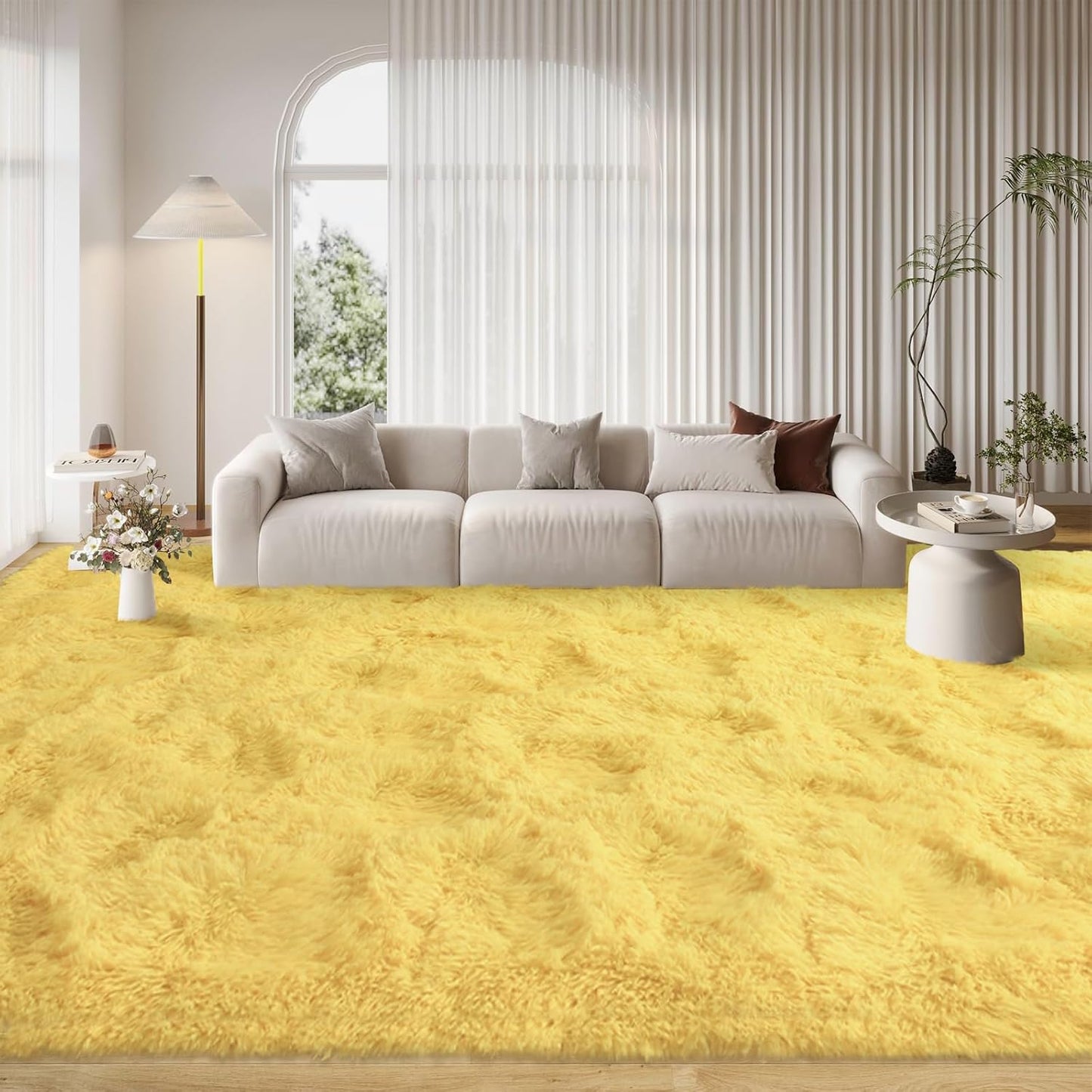 FinRec 9x12 Feet Yellow Soft Fluffy Shaggy Area Rug Review