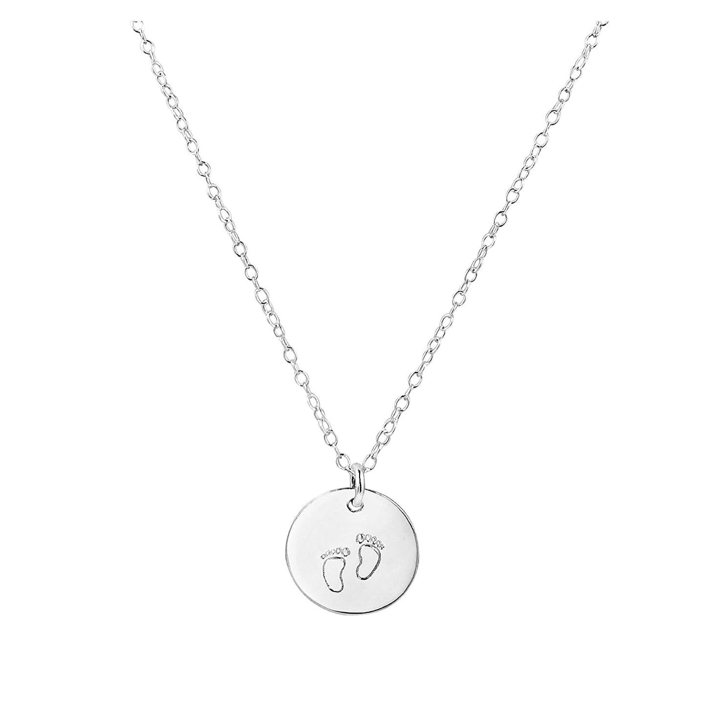 Handmade Sterling Silver Baby Footprint Charm Necklace for Remembrance