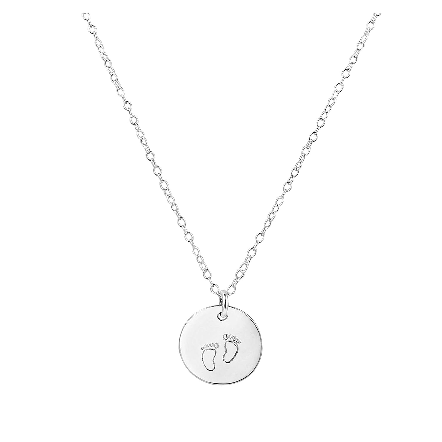 Handmade Sterling Silver Baby Footprint Charm Necklace for Remembrance