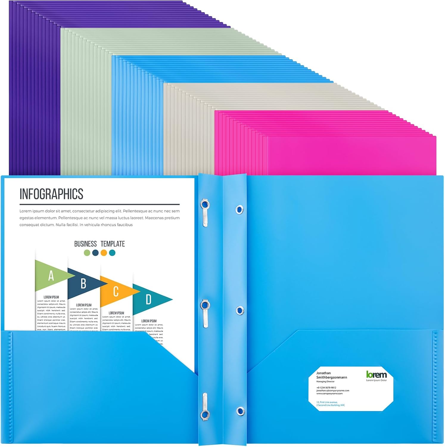 Cholemy 72 Packs Pocket Folders with Prongs for Organized Success