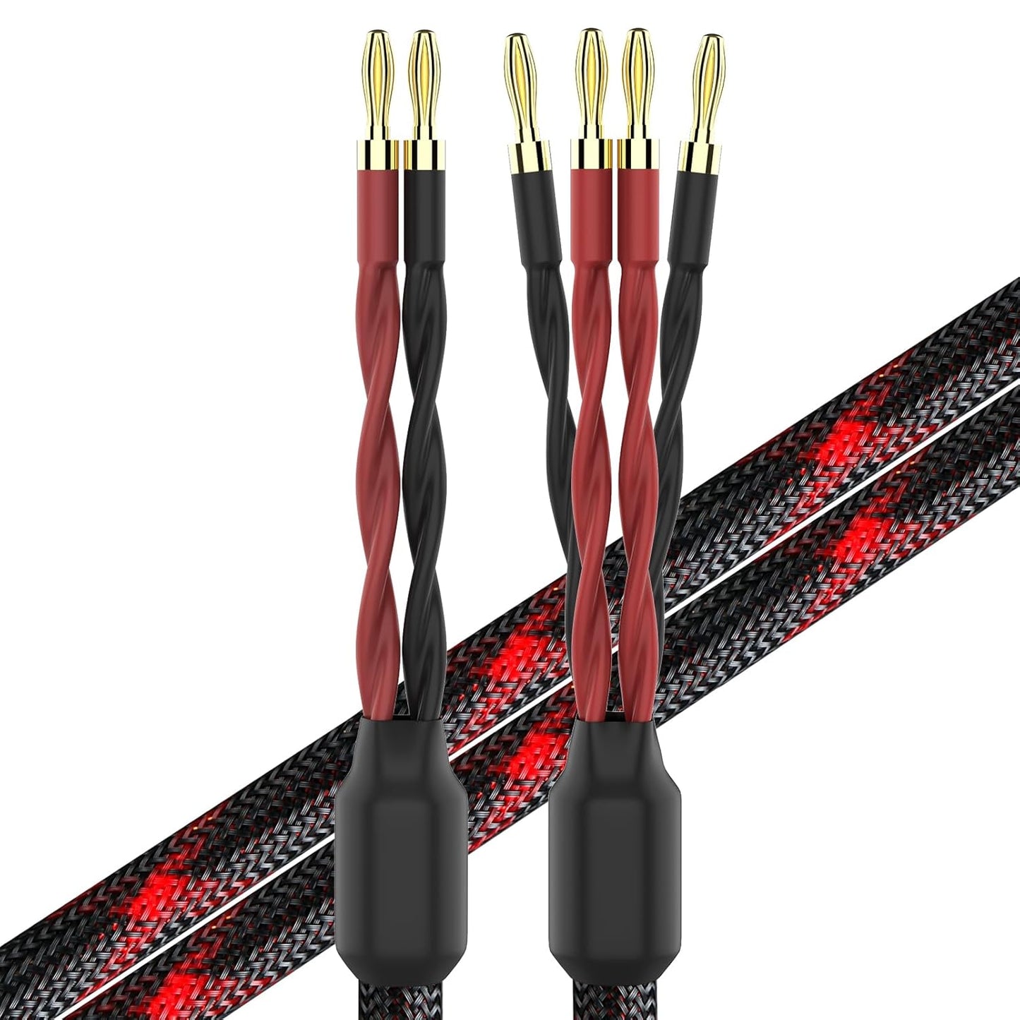 k4B-2B Bi-Wire Speaker Cable with 12 Banana Plugs for Quality Sound