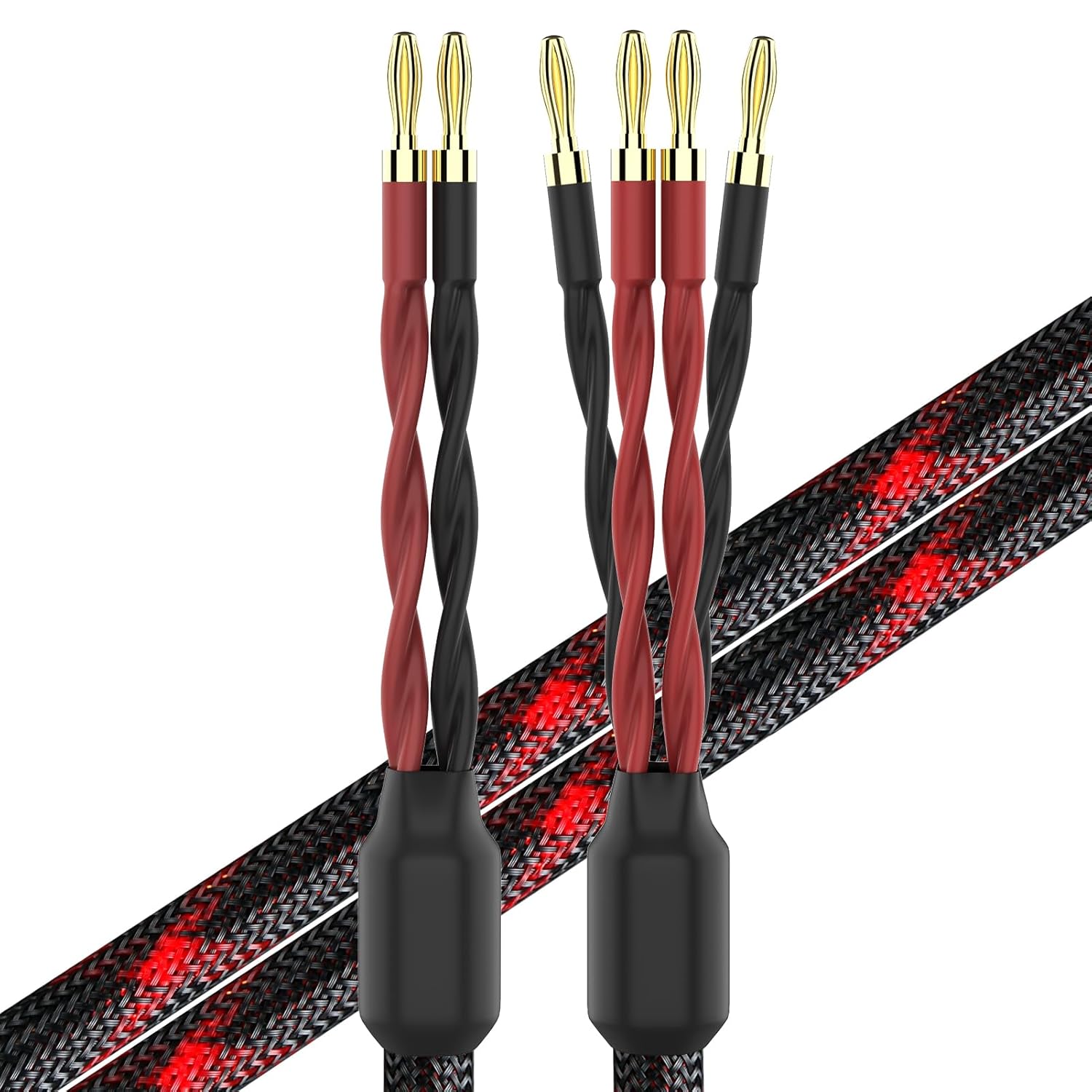 k4B-2B Bi-Wire Speaker Cable with 12 Banana Plugs for Quality Sound