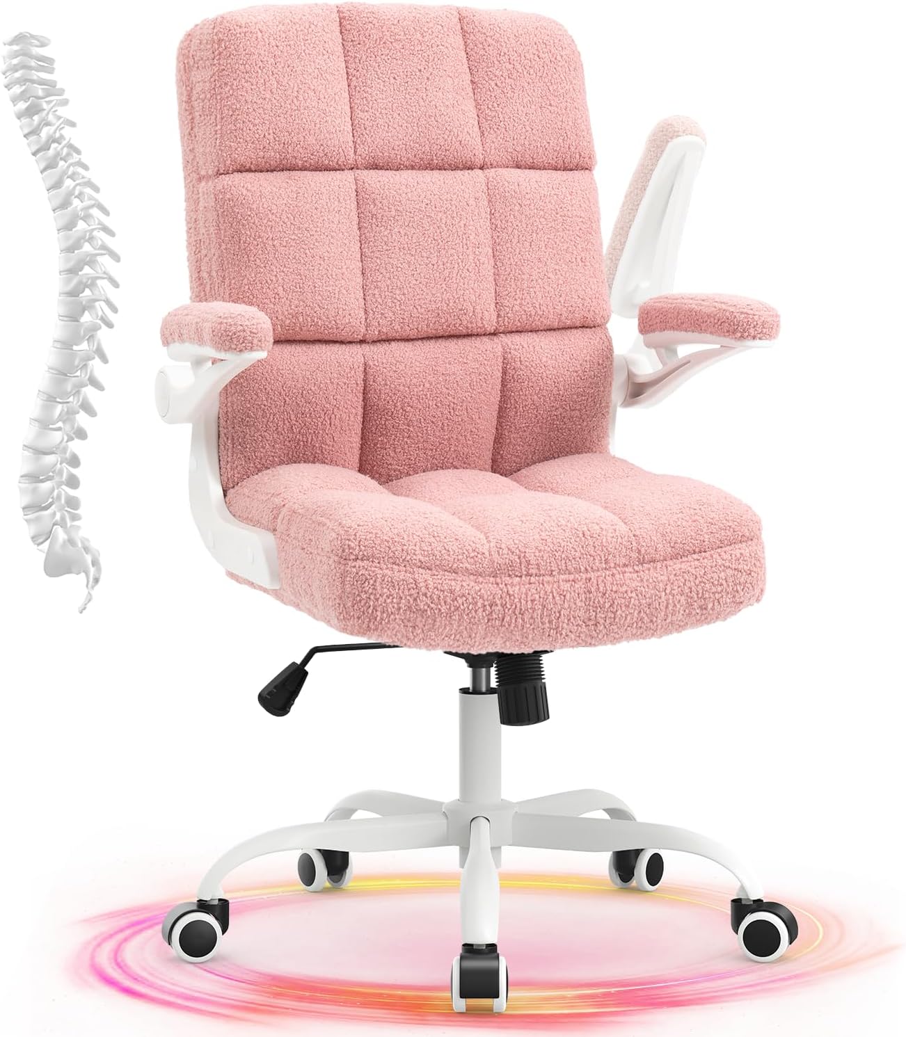 Ergonomic Executive Desk Chair with Lumbar Support in Pink