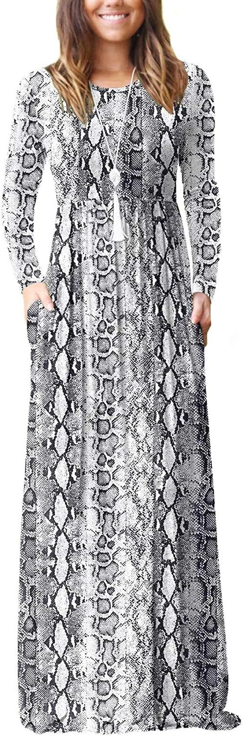 EUOVMY Women's Long Sleeve Maxi Dresses with Pockets for All Occasions