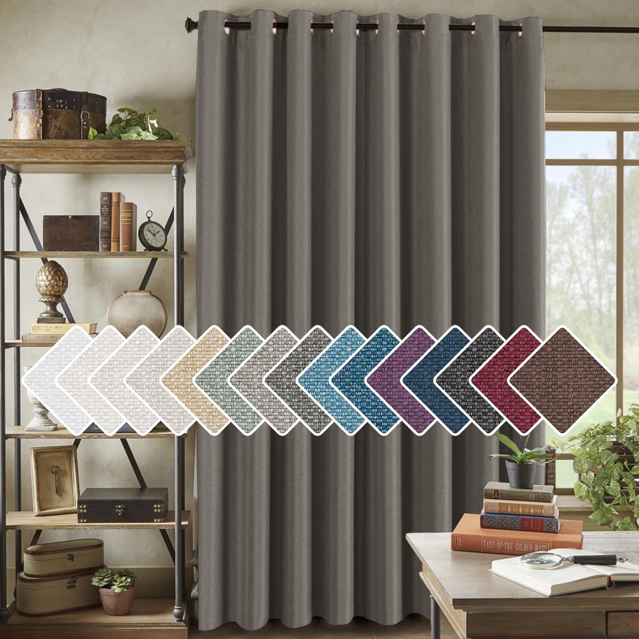 H.VERSAILTEX Room Darkening Linen Curtain for Living Room