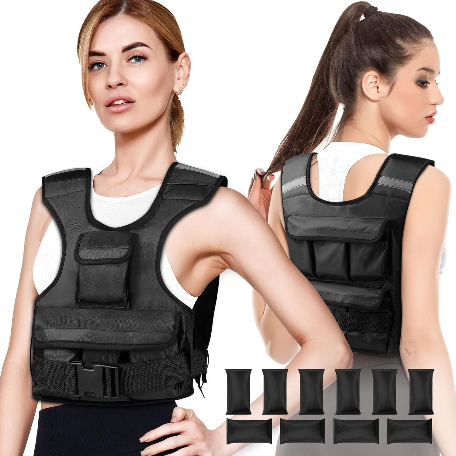 Adjustable Weighted Vest for Women - Customizable 0-18 lbs Training