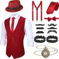 1920s Mens Costume Set for Men - Vest, Hat, Pocket Watch & Accessories