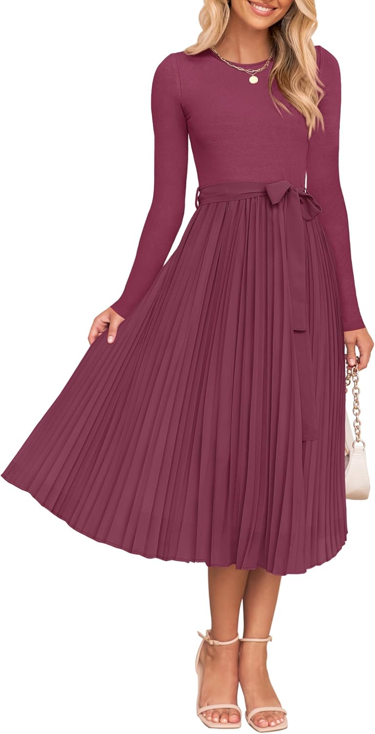 ZESICA Women's Fall Long Sleeve Midi Dress for Every Occasion