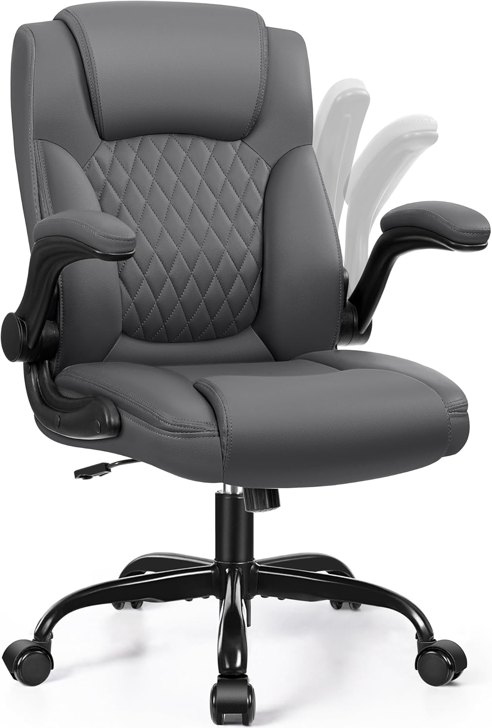 Ergonomic Leather Office Chair with Adjustable Armrests for Comfort