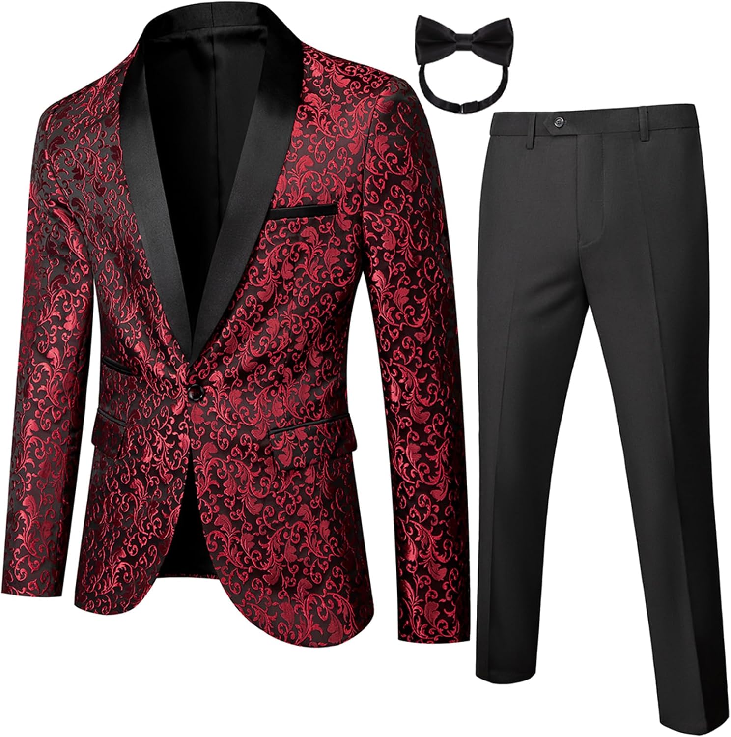 Mens 2 Piece Floral Tuxedo Jacket for Prom and Weddings