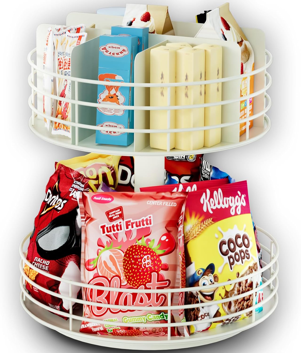 Snack Organizer - 2 Tier Lazy Susan for Stylish Snack Storage