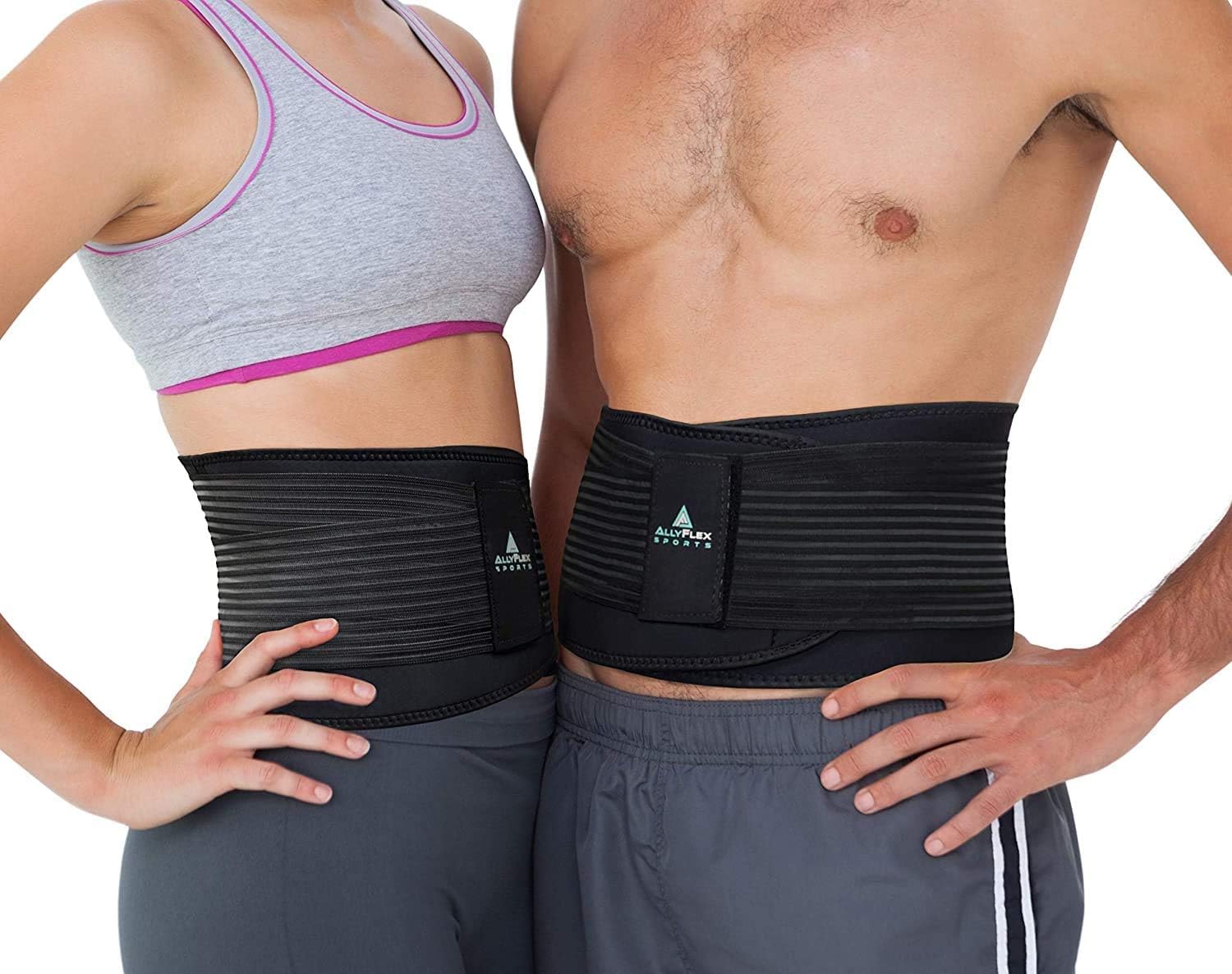 AllyFlex Sports Back Brace for Lower Back Pain Relief and Support