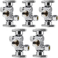 1/4 Turn 3-Way Angle Stop Valve 5-Pack - Dual Shutoff, Chrome