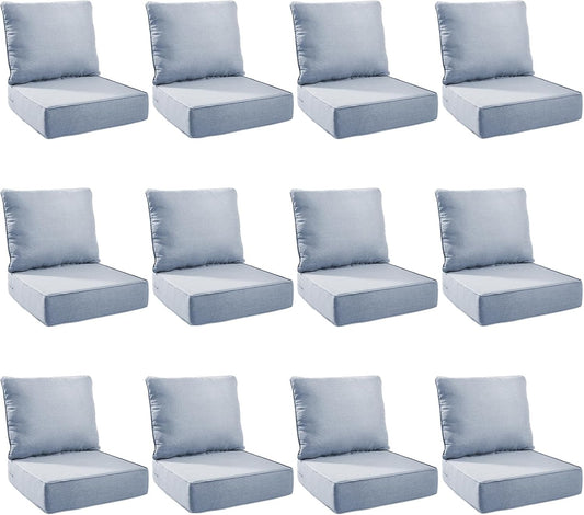 Outdoor Cushion Set for Patio Furniture - 12-Pack Baby Blue