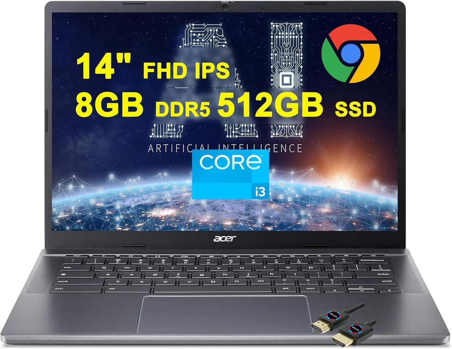 Acer Chromebook Plus 514 with 14in FHD Multi-Touch Display