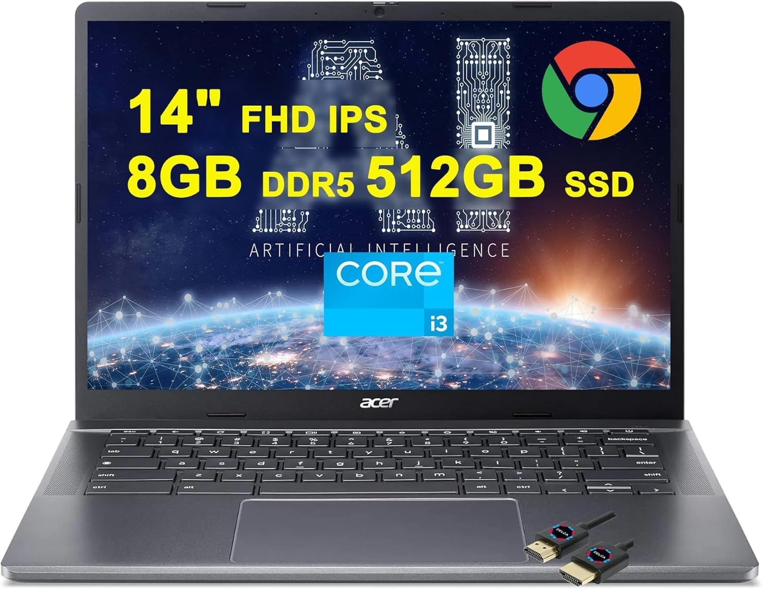 Acer Chromebook Plus 514 with 14in FHD Multi-Touch Display