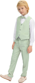 Boys Classic 4 Piece Formal Vest Pants and Bowtie Suit - Blue or Black