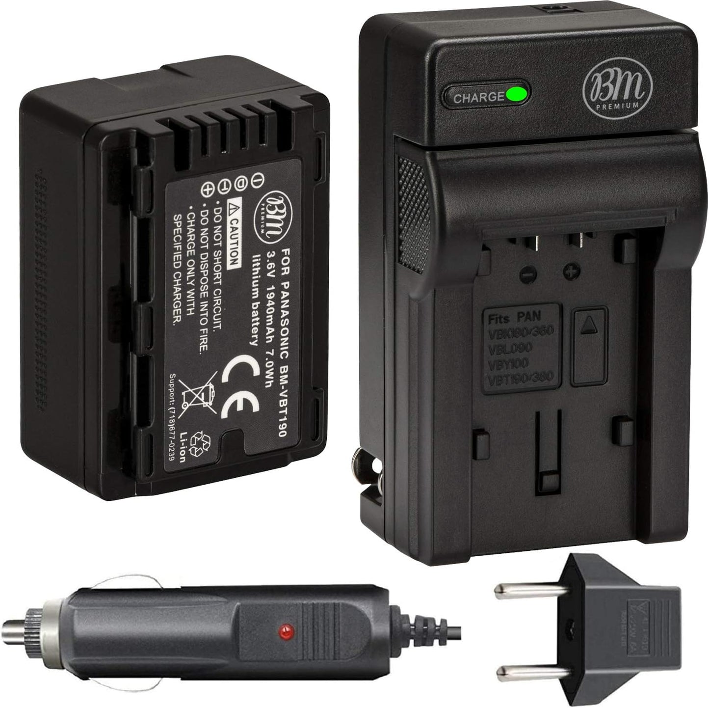 VW-VBT190 Battery and Charger for Panasonic Camcorders