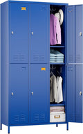 6 Doors Metal Locker for Employees with 18 Hooks - Durable Storage