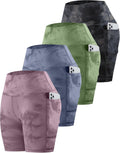Womens Biker Yoga Shorts with Pockets - 4 Pack High Waist Comfort
