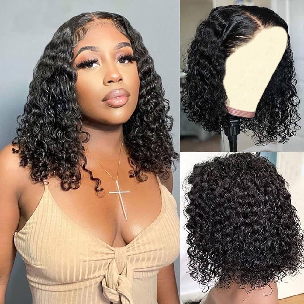 Wear and Go Glueless Wigs Human Hair Deep Wave Bob for Women