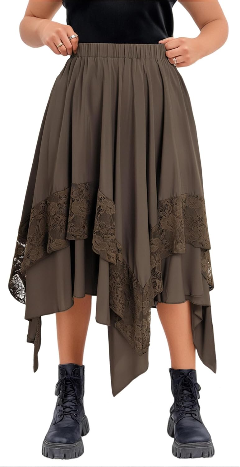 Renaissance Flowy Fairy Skirt with Lace Trim for Stylish Looks