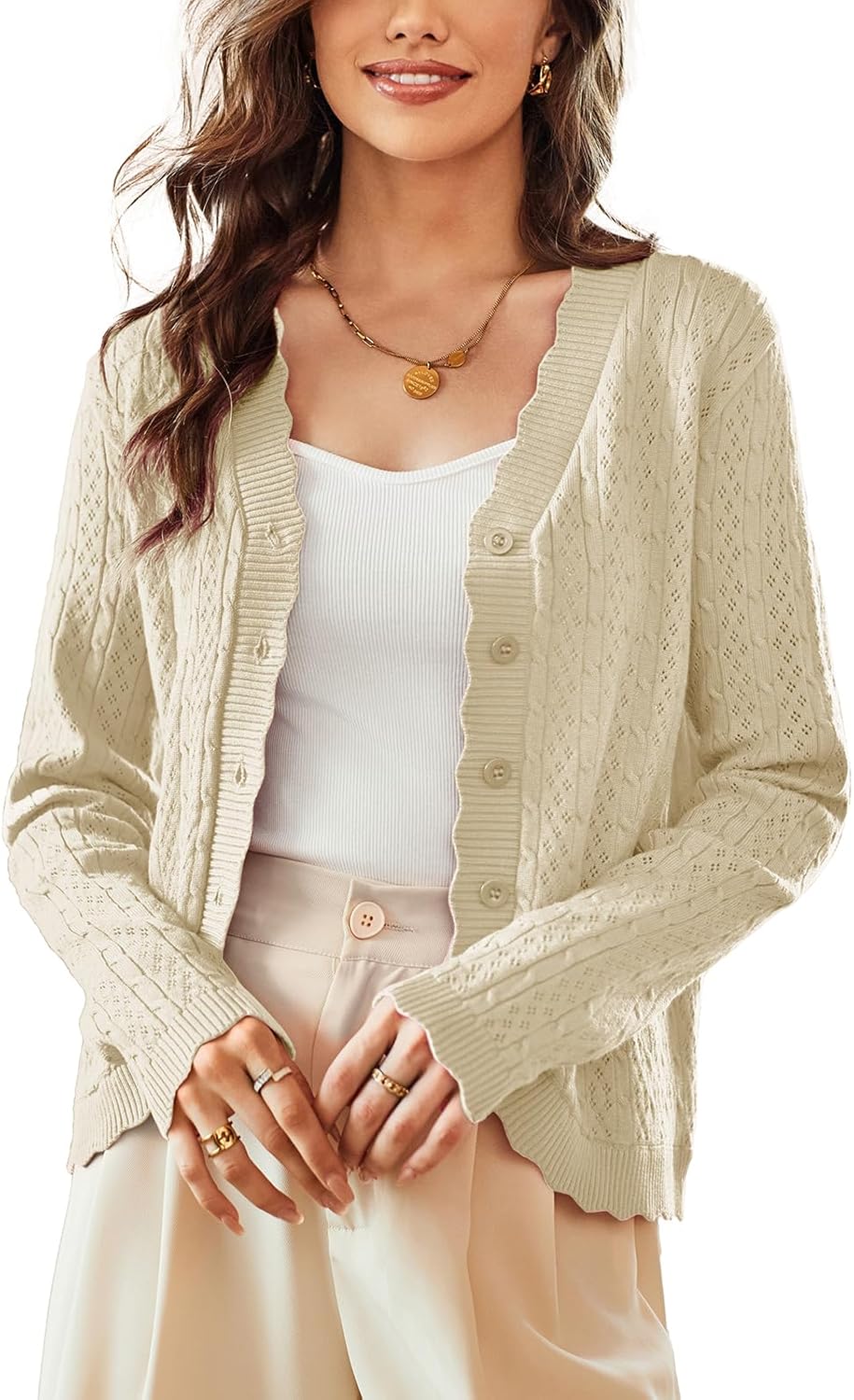 KANCY KOLE Women's Long Sleeve Cropped Cardigan for Fall Style