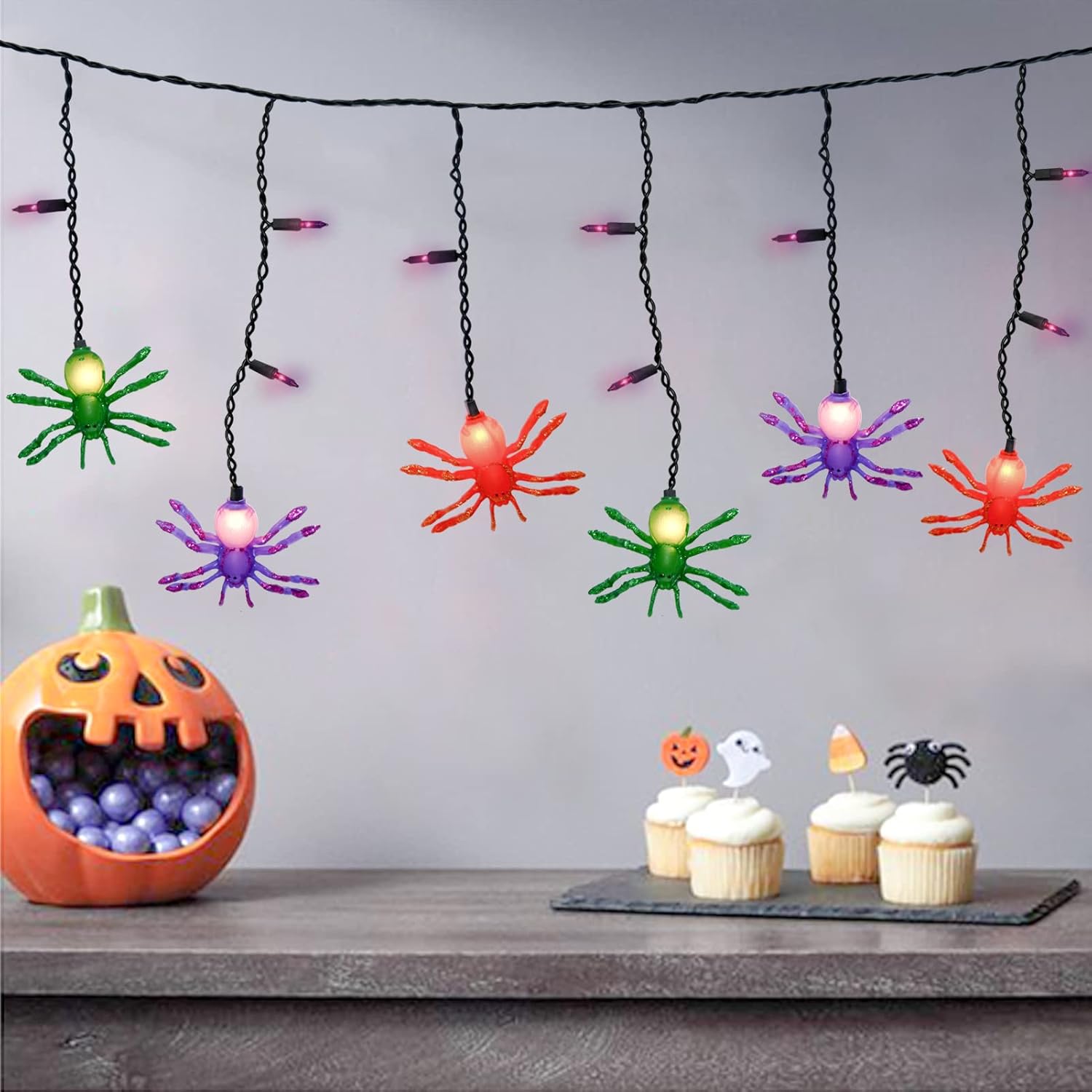Spooky Spider Lights Set for Festive Decor ~ Konictom