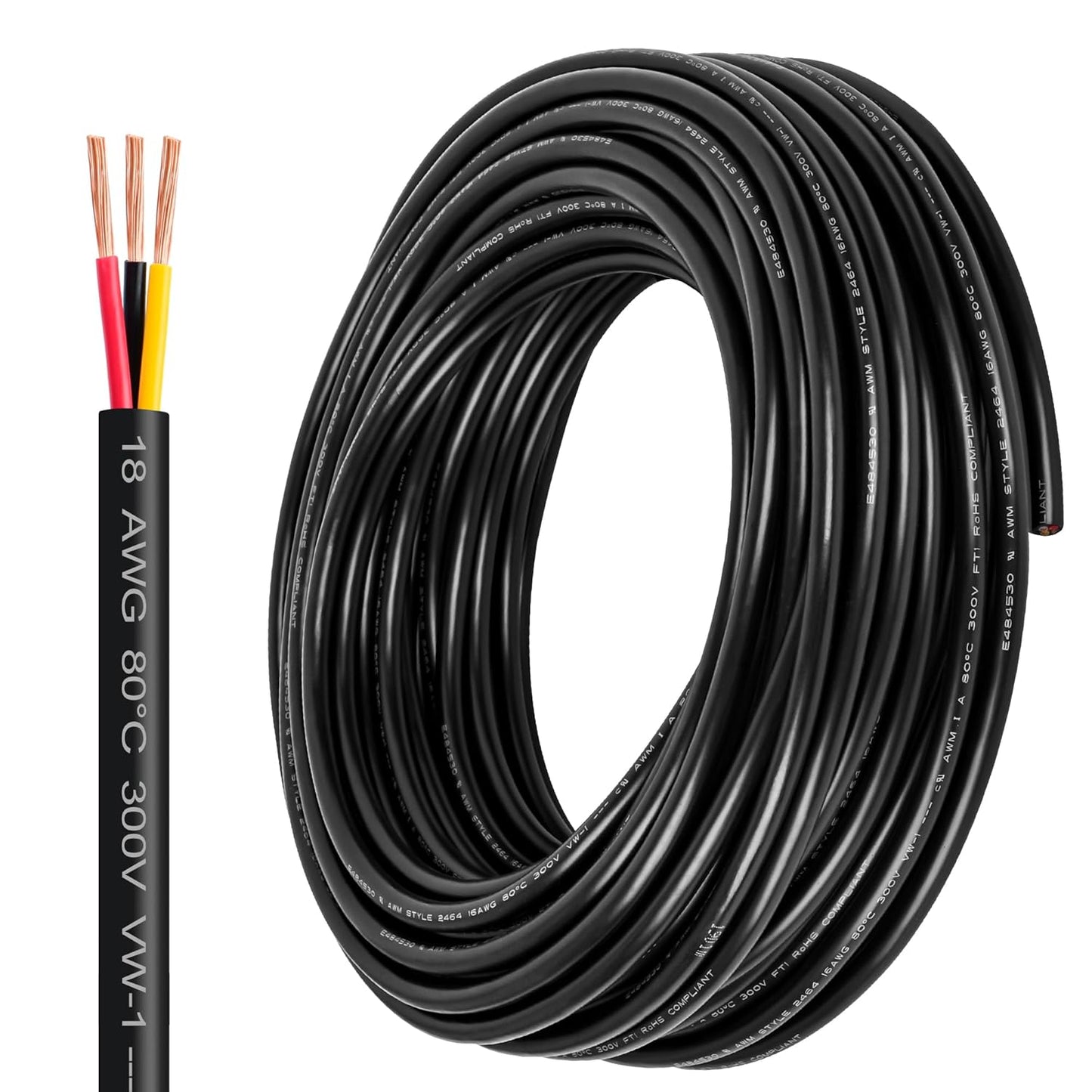 18 Gauge Wire 3 Conductor for LED Lamp and Automotive Use