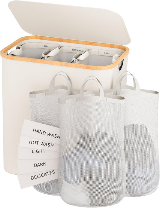 Extra Large 160L Laundry Hamper with Lid for Easy Sorting