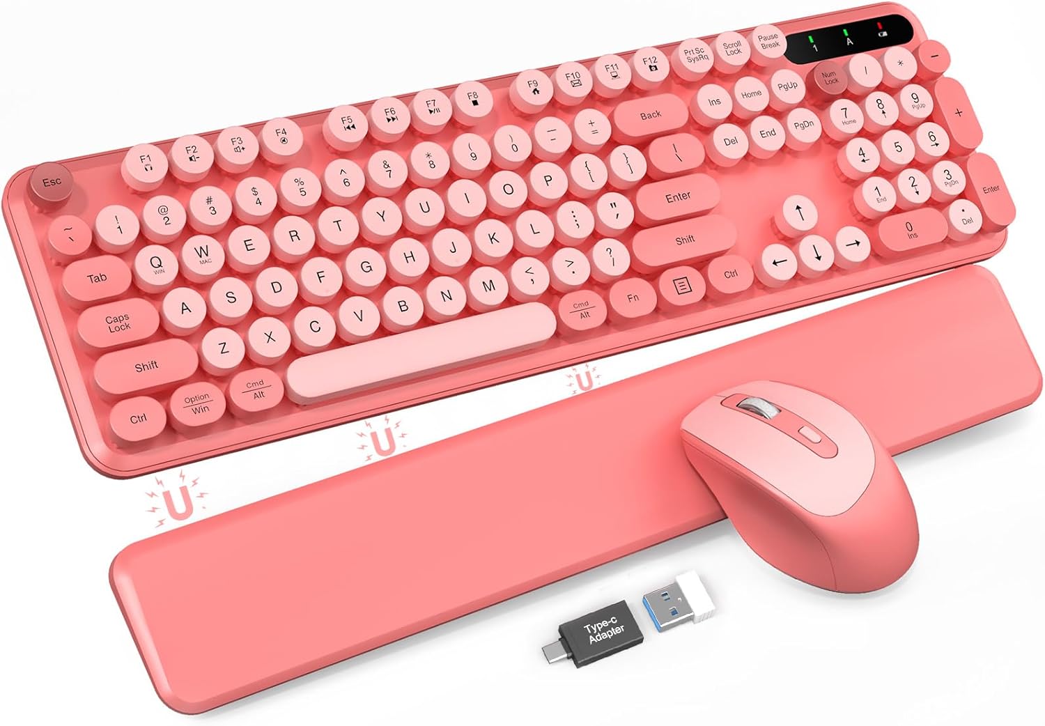 Cute Retro Wireless Keyboard - Comfort & Style in Pink!