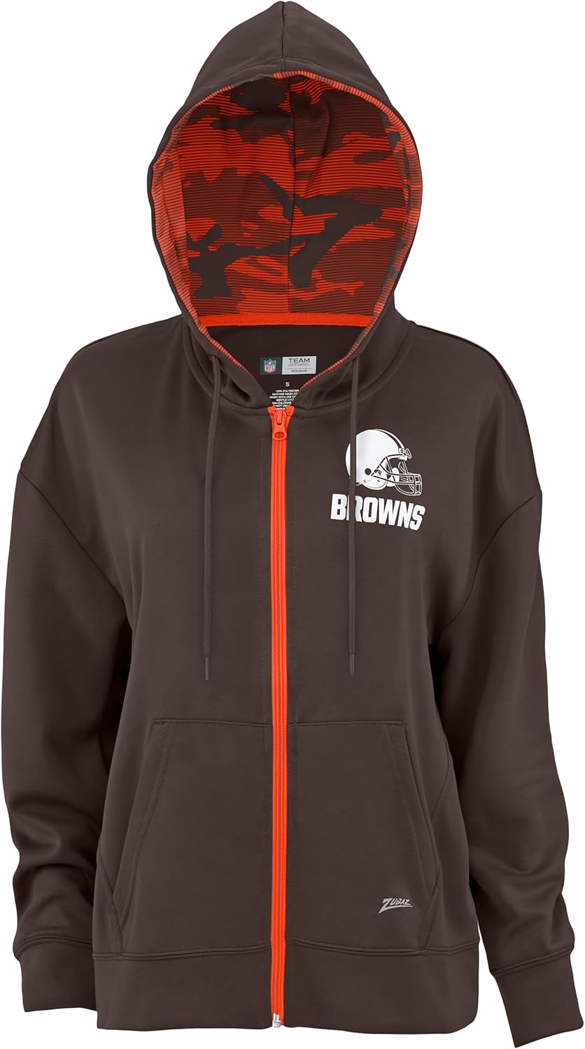 Zubaz NFL Women's Standard Full Zip Hoodie for Game Day Style
