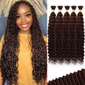 12A #4 Chocolate Brown 14in Deep Wave Human Braiding Hair - 5 Bundles
