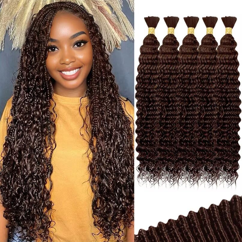 12A #4 Chocolate Brown Human Braiding Hair for Boho Styles