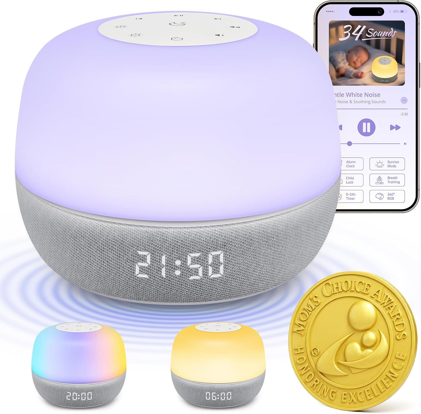 Mewaii White Noise Sound Machine with Sunrise Alarm & App Control