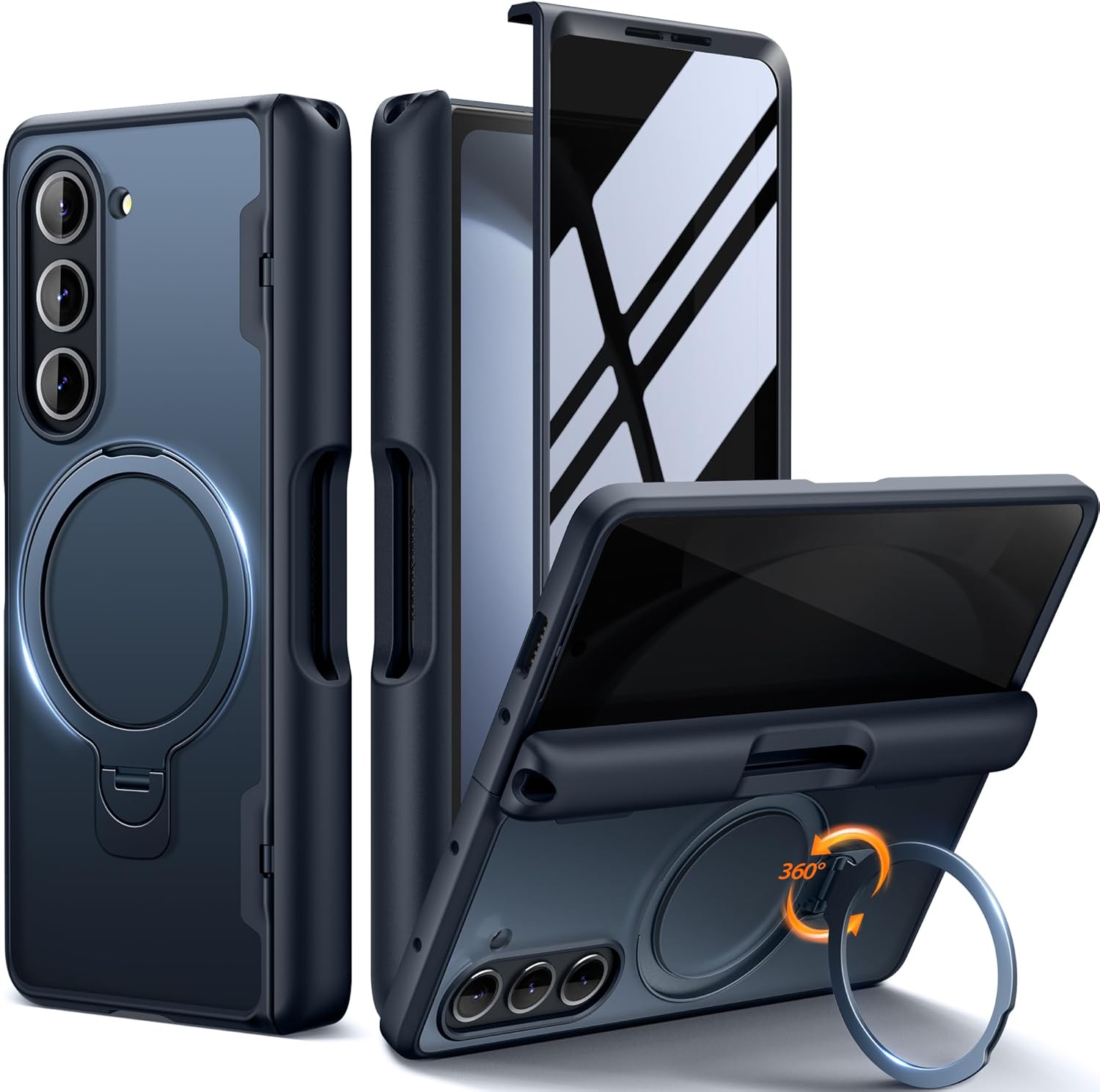 MOBOSI Z Fold 5 Case with S Pen Slot and 360 Spin Stand