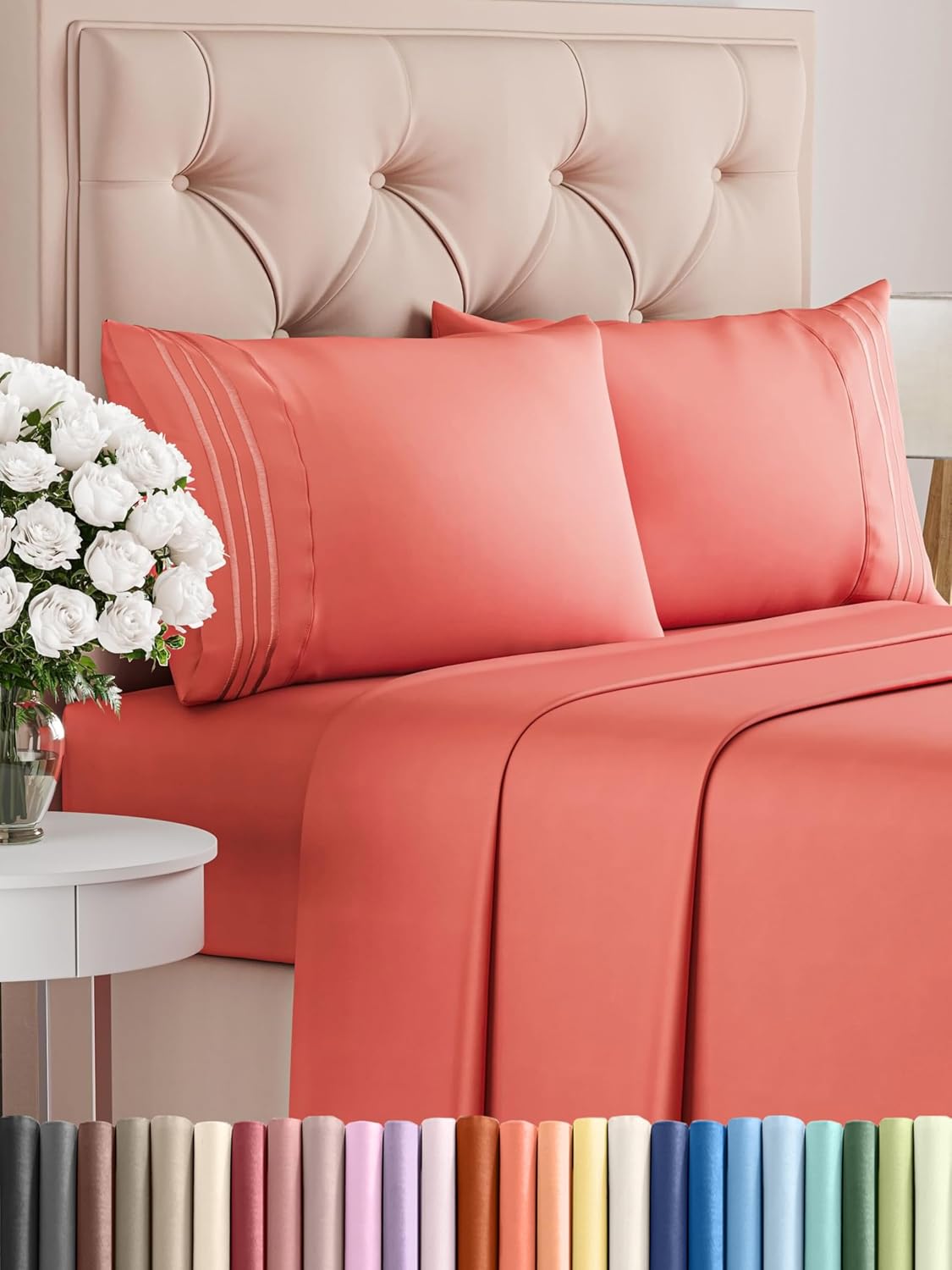 Queen Size 4 Piece Sheet Set - Comfy Breathable & Cooling