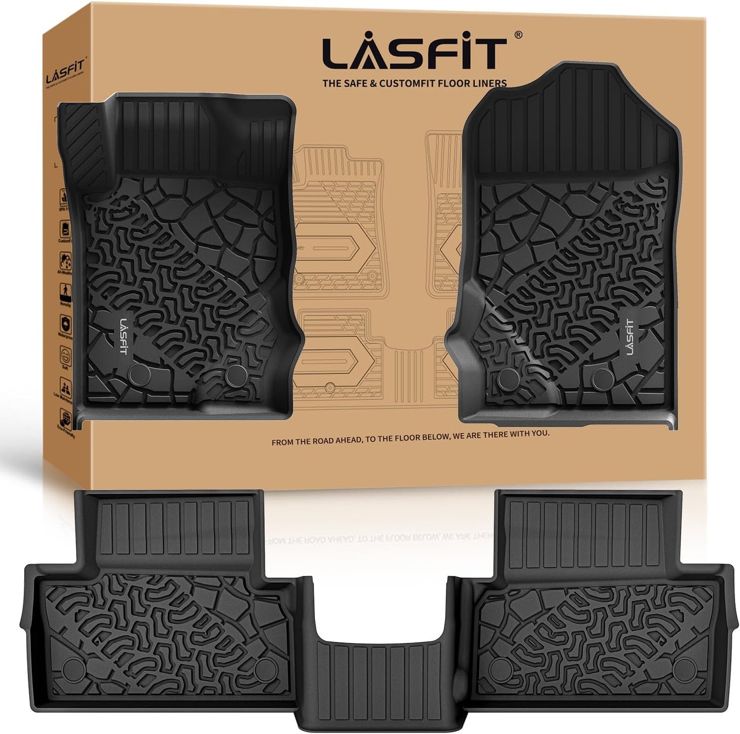 LASFIT Floor Mats for Ford Bronco 2-Door 2021-2024 All Weather