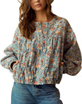 chouyatou Floral Denim Jacket - Oversized Boyfriend Jean Bomber