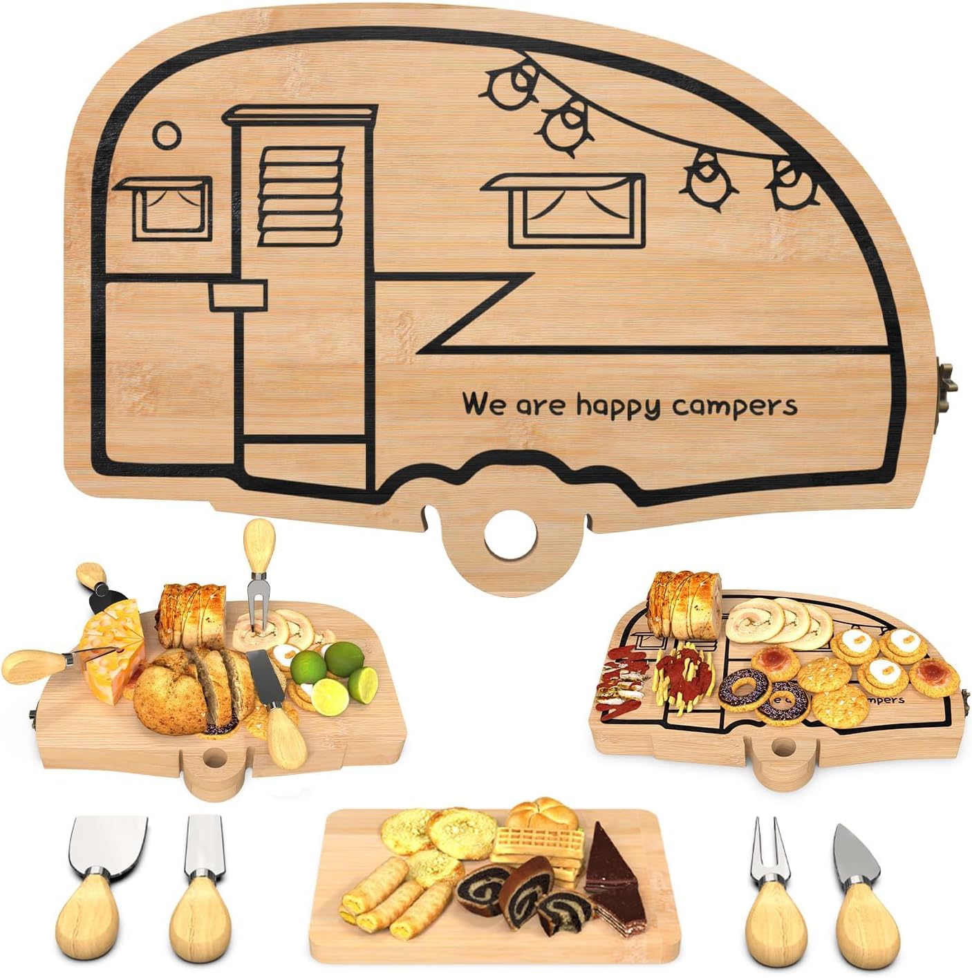 Foldable Bamboo Cheese Board Set by Haigoo - Gift Perfect!