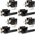 Flat Black Passage Door Lever and Deadbolt 4 Pack - Modern Square Set