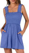 Caracilia Women's Summer Smocked Romper Sleeveless Square Neck - Flowy